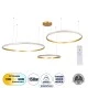 GloboStar® DIAMOND TRIO 61147 Κρεμαστό Φωτιστικό Δαχτυλίδι-Κύκλος LED CCT 150W 18379lm 360° AC 220-240V - Εναλλαγή Φωτισμού μέσω Τηλεχειριστηρίου All In One Ψυχρό 6000k+Φυσικό 4500k+Θερμό 2700k Dimmable Φ60+80+100cm - Χρυσό Βούρτσας - 3 Years Warranty