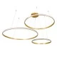 GloboStar® DIAMOND TRIO 61147 Κρεμαστό Φωτιστικό Δαχτυλίδι-Κύκλος LED CCT 150W 18379lm 360° AC 220-240V - Εναλλαγή Φωτισμού μέσω Τηλεχειριστηρίου All In One Ψυχρό 6000k+Φυσικό 4500k+Θερμό 2700k Dimmable Φ60+80+100cm - Χρυσό Βούρτσας - 3 Years Warranty