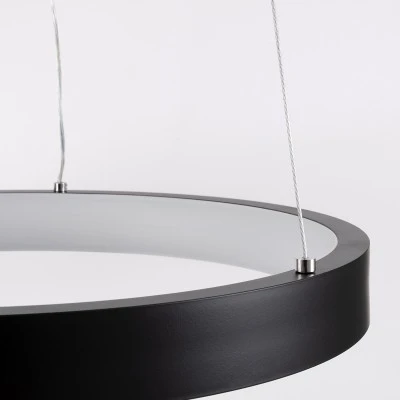 GloboStar® NEMESIS 61155 Κρεμαστό Φωτιστικό Δαχτυλίδι-Κύκλος LED CCT 30W 3513lm 360° AC 220-240V - Εναλλαγή Φωτισμού μέσω Τηλεχειριστηρίου All In One Ψυχρό 6000k+Φυσικό 4500k+Θερμό 2700k Dimmable Φ40cm - Μαύρο - 3 Years Warranty