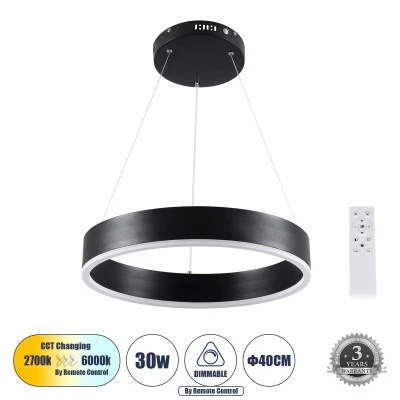 Κρεμαστό Φωτιστικό VENOM LED 30W 3513lm CCT Dimmable Φ40cm – Μαύρο, Τηλεχειριστήριο, 2700K-4500K-6000K Κρεμαστό Φωτιστικό VENOM LED 30W 3513lm CCT Dimmable Φ40cm – Μαύρο, Τηλεχειριστήριο, 2700K-4500K-6000K
