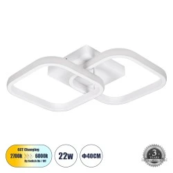 Φωτιστικό οροφής NORA 61062 LED 22W 2640lm CCT 2700K/4500K/6000K με διακόπτη On/Off αλουμίνιο λευκό IP20 Μ40xΠ24xΥ7cm