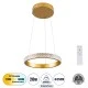 Κρεμαστό φωτιστικό DIAMOND δαχτυλίδι κύκλος LED CCT 20W 2356lm 360° με εναλλαγή φωτισμού μέσω τηλεχειριστηρίου Dimmable Φ25cm σε χρυσό 3 χρόνια εγγύηση Μ25 x Π25 x Υ3cm