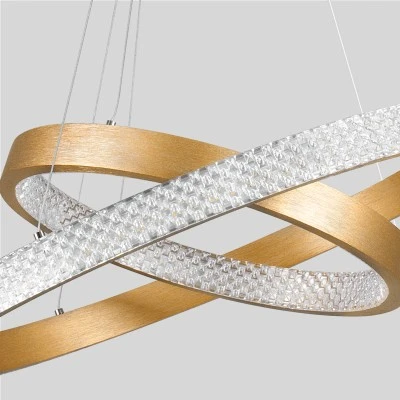 GloboStar® DIAMOND DUO 61151-DECO Κρεμαστό Φωτιστικό Δαχτυλίδι-Κύκλος LED CCT 75W 8743lm 360° AC 220-240V - Εναλλαγή Φωτισμού μέσω Τηλεχειριστηρίου All In One Ψυχρό 6000k+Φυσικό 4500k+Θερμό 2700k Dimmable Φ40+60cm - Χρυσό Βούρτσας - 3 Years Warranty
