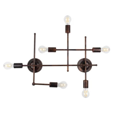 Επιτοίχιο φωτιστικό πολύφωτο kelvo® PIPING vintage 6 x E27 IP20 χάλκινο μέταλλο 66x9.5x49cm