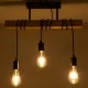 GloboStar® JOLLY 00605 Vintage Κρεμαστό Φωτιστικό Ανάρτηση Τρίφωτο 3 x E27 IP20 Μαύρο Μέταλλο, Καφε Ξύλο με Μαύρο Πλαστικό - Μ55 x Π6 x Υ30cm έως Y115cm max