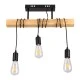 GloboStar® JOLLY 00605 Vintage Κρεμαστό Φωτιστικό Ανάρτηση Τρίφωτο 3 x E27 IP20 Μαύρο Μέταλλο, Καφε Ξύλο με Μαύρο Πλαστικό - Μ55 x Π6 x Υ30cm έως Y115cm max