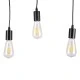 GloboStar® JOLLY 00605 Vintage Κρεμαστό Φωτιστικό Ανάρτηση Τρίφωτο 3 x E27 IP20 Μαύρο Μέταλλο, Καφε Ξύλο με Μαύρο Πλαστικό - Μ55 x Π6 x Υ30cm έως Y115cm max
