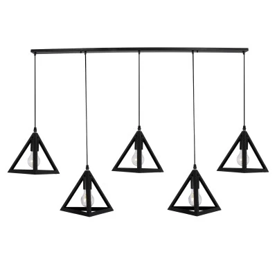 Κρεμαστό Φωτιστικό TRIANGLE 5xE27 Μαύρο Μ170xΠ22xΥ130cm