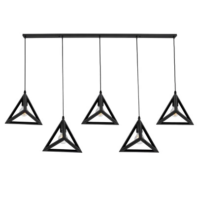 Κρεμαστό Φωτιστικό TRIANGLE 5xE27 Μαύρο Μ170xΠ22xΥ130cm