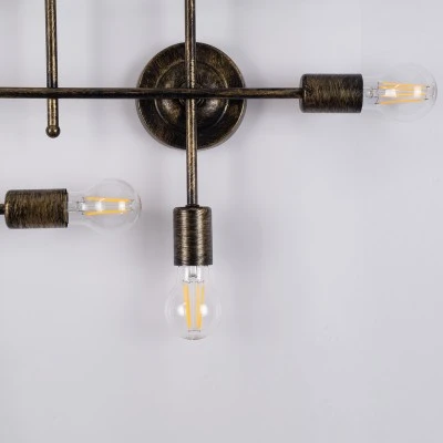 Vintage πολύφωτο οροφής PIPING με 12 ντουί E27 AC 220-240V IP20 μπρούτζινο 78.5x9.5x64cm