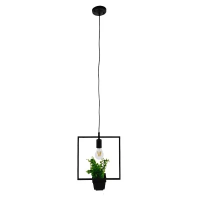 Μοντέρνο Κρεμαστό Φωτιστικό FLOWERPOT Μονόφωτο 1 x E27 Μαύρο Μεταλλικό με Διακοσμητικό Φυτό Φ30 x Y30cm GloboStar® FLOWERPOT 10001211 Μοντέρνο Κρεμαστό Φωτιστικό Οροφής Μονόφωτο 1 x E27 Μαύρο Μεταλλικό με Διακοσμητικό Φυτό Φ30 x Y30cm