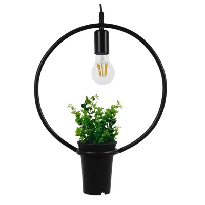 Μοντέρνο Κρεμαστό Φωτιστικό FLOWERPOT Μονόφωτο 1 x E27 Μαύρο Μεταλλικό με Διακοσμητικό Φυτό Φ30 x Y30cm GloboStar® FLOWERPOT 10001212 Μοντέρνο Κρεμαστό Φωτιστικό Οροφής Μονόφωτο 1 x E27 Μαύρο Μεταλλικό με Διακοσμητικό Φυτό Φ30 x Y30cm