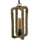 GloboStar® ELDORA 10001014 Vintage Κρεμαστό Φωτιστικό Ανάρτηση Μονόφωτο 1 x E27 IP20 Μαύρο Μέταλλο με Μπεζ Σχοινί - Μ13 x Π13 x Υ30cm