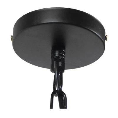 GloboStar® ELDORA 10001014 Vintage Κρεμαστό Φωτιστικό Ανάρτηση Μονόφωτο 1 x E27 IP20 Μαύρο Μέταλλο με Μπεζ Σχοινί - Μ13 x Π13 x Υ30cm