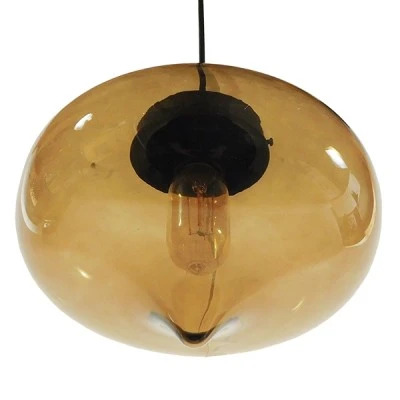 GloboStar® QUINN 01029 Vintage Κρεμαστό Φωτιστικό Οροφής Μονόφωτο 1 x E27 Γυάλινο Φιμέ Καφέ Φ26 x Y20cm