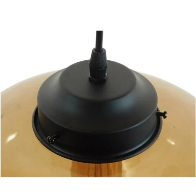 GloboStar® QUINN 01029 Vintage Κρεμαστό Φωτιστικό Οροφής Μονόφωτο 1 x E27 Γυάλινο Φιμέ Καφέ Φ26 x Y20cm