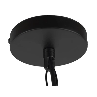 GloboStar® LINDELL 10001110 Vintage Κρεμαστό Φωτιστικό Ανάρτηση Μονόφωτο 1 x E14 IP20 Μαύρο Μέταλλο με Μπεζ Σχοινί - Μ18 x Π18 x Υ33cm