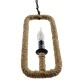 GloboStar® LINDELL 10001110 Vintage Κρεμαστό Φωτιστικό Ανάρτηση Μονόφωτο 1 x E14 IP20 Μαύρο Μέταλλο με Μπεζ Σχοινί - Μ18 x Π18 x Υ33cm
