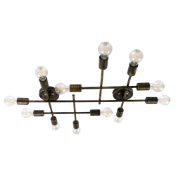 Vintage πολύφωτο οροφής PIPING με 12 ντουί E27 AC 220-240V IP20 μπρούτζινο 78.5x9.5x64cm