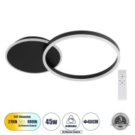 Φωτιστικό οροφής VENOM δαχτυλίδι LED CCT 45W 5445lm 360° AC 220-240V με τηλεχειριστήριο All In One dimmable με backlight μαύρο L60xW40xH7.5cm