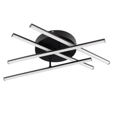 GloboStar® DRACO 61095 Φωτιστικό Οροφής Γραμμικό Linear Design LED CCT 60W 7380lm 120° AC 220-240V - Εναλλαγή Φωτισμού μέσω Τηλεχειριστηρίου All In One Ψυχρό 6000k+Φυσικό 4500k+Θερμό 2700k Dimmable Φ60 x Υ11cm - Μαύρο - 3 Years Warranty