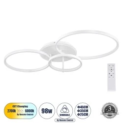 Φωτιστικό οροφής δαχτυλίδι-κύκλος LED NEMESIS CCT 98W 11858lm 360° AC 220-240V με τηλεχειριστήριο 