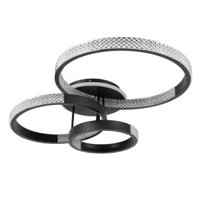 Μοντέρνο φωτιστικό οροφής κύκλοι LED CCT 100W 12123LM 360° δέσμη αυξομειούμενο μέσω τηλεχειριστηρίου εναλλαγή φωτισμού All In One ,μαύρο ακρυλικό κάλυμμα Φ30+40+50CM GloboStar® DIAMOND 61114 Φωτιστικό Οροφής Δαχτυλίδι-Κύκλος LED CCT 100W 12123lm 360° AC 220-240V - Εναλλαγή Φωτισμού μέσω Τηλεχειριστηρίου All In One Ψυχρό 6000k+Φυσικό 4500k+Θερμό 2700k Dimmable Φ30+40+50cm+BackLight - Μαύρο - 3 Years Warranty