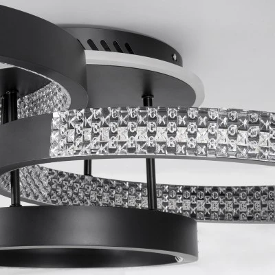 Μοντέρνο φωτιστικό οροφής κύκλοι LED CCT 100W 12123LM 360° δέσμη αυξομειούμενο μέσω τηλεχειριστηρίου εναλλαγή φωτισμού All In One ,μαύρο ακρυλικό κάλυμμα Φ30+40+50CM GloboStar® DIAMOND 61114 Φωτιστικό Οροφής Δαχτυλίδι-Κύκλος LED CCT 100W 12123lm 360° AC 220-240V - Εναλλαγή Φωτισμού μέσω Τηλεχειριστηρίου All In One Ψυχρό 6000k+Φυσικό 4500k+Θερμό 2700k Dimmable Φ30+40+50cm+BackLight - Μαύρο - 3 Years Warranty