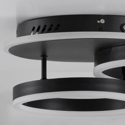 Μοντέρνο Φωτιστικό Οροφής LED 67W 8107lm 360° AC 220-240V IP20 Ρυθμιζόμενο Λευκό CCT με Χειριστήριο, SMD Chip - Μαύρο Ματ - Μ60 x Π40 x Υ12.5cm GloboStar® VENOM 61120 Φωτιστικό Οροφής Δαχτυλίδι-Κύκλος LED CCT 67W 8107lm 360° AC 220-240V - Εναλλαγή Φωτισμού μέσω Τηλεχειριστηρίου All In One Ψυχρό 6000k+Φυσικό 4500k+Θερμό 2700k Dimmable Φ25+40cm+BackLight - Μαύρο - 3 Years Warranty