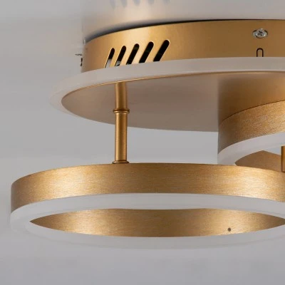 Μοντέρνο Φωτιστικό Οροφής LED 67W 8107lm 360° AC 220-240V IP20 Ρυθμιζόμενο Λευκό CCT με Χειριστήριο, SMD Chip - Χρυσό Βούρτσας - Μ60 x Π40 x Υ12.5cm GloboStar® VENOM 61122 Φωτιστικό Οροφής Δαχτυλίδι-Κύκλος LED CCT 67W 8107lm 360° AC 220-240V - Εναλλαγή Φωτισμού μέσω Τηλεχειριστηρίου All In One Ψυχρό 6000k+Φυσικό 4500k+Θερμό 2700k Dimmable Φ25+40cm+BackLight - Χρυσό Βούρτσας - 3 Years Warranty