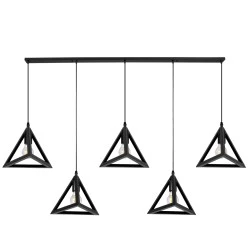 Κρεμαστό Φωτιστικό TRIANGLE 5xE27 Μαύρο Μ170xΠ22xΥ130cm