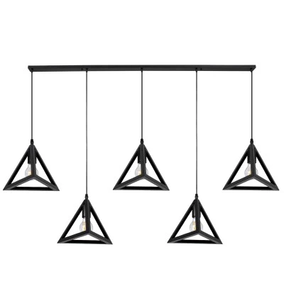 Κρεμαστό Φωτιστικό TRIANGLE 5xE27 Μαύρο Μ170xΠ22xΥ130cm