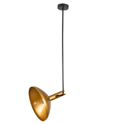 GloboStar® KATIE 00538 Μοντέρνο Φωτιστικό Οροφής Καμπάνα Μονόφωτο 1 x E27 IP20 Μαύρο & Χρυσό Μέταλλο - Μ30 x Π30 x Υ120cm