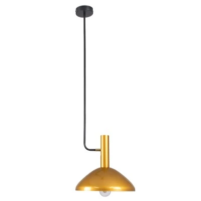 GloboStar® KATIE 00538 Μοντέρνο Φωτιστικό Οροφής Καμπάνα Μονόφωτο 1 x E27 IP20 Μαύρο & Χρυσό Μέταλλο - Μ30 x Π30 x Υ120cm