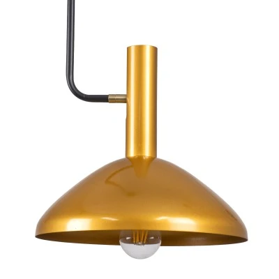 GloboStar® KATIE 00538 Μοντέρνο Φωτιστικό Οροφής Καμπάνα Μονόφωτο 1 x E27 IP20 Μαύρο & Χρυσό Μέταλλο - Μ30 x Π30 x Υ120cm