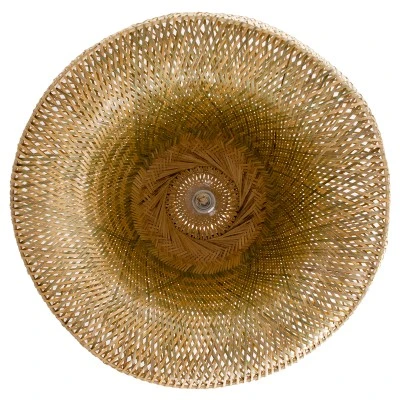 GloboStar® SAN TROPEZ 00674 Boho Κρεμαστό Φωτιστικό Ανάρτηση Μονόφωτο 1 x E27 IP20 Μπεζ Ξύλο - Μ80 x Π80 x Y28cm