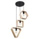 GloboStar® ELISE 00683 Μοντέρνο Κρεμαστό Φωτιστικό Ανάρτηση Τρίφωτο 3 x E27 IP20 Μπεζ Ξύλο με Μαύρο Μέταλλο - Μ55 x Π55 x Υ130cm