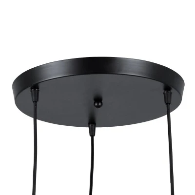 GloboStar® ELISE 00683 Μοντέρνο Κρεμαστό Φωτιστικό Ανάρτηση Τρίφωτο 3 x E27 IP20 Μπεζ Ξύλο με Μαύρο Μέταλλο - Μ55 x Π55 x Υ130cm