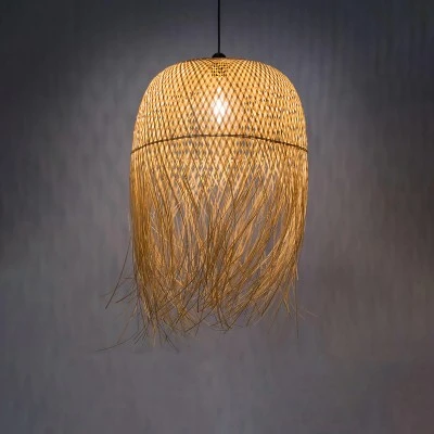 Boho Κρεμαστό Φωτιστικό Οροφής με Ντουί 1 x E27 AC 220-240V IP20 - Μπεζ - Μ50 x Π50 x Υ70cm GloboStar® MANILA 00713 Boho Κρεμαστό Φωτιστικό Πλέγμα Μονόφωτο 1 x E27 IP20 Μπέζ Ξύλο - Μ50 x Π50 x Υ70cm