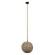 GloboStar® MANDALA 00731 Boho Κρεμαστό Φωτιστικό Πλέγμα Μονόφωτο 1 x E27 IP20 Μπεζ Σχοινί - Μ30 x Π30 x Y30cm