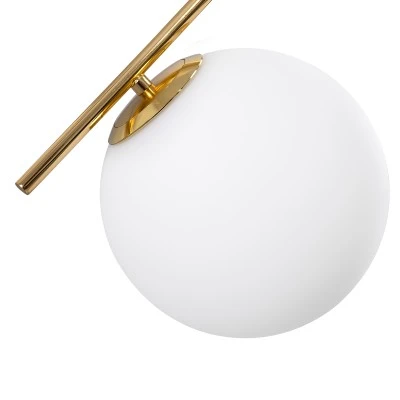 GloboStar® MONROE 00953 Μοντέρνο Κρεμαστό Φωτιστικό Μπάλα Τρίφωτο 3 x E27 IP20 Χρυσό Μέταλλο με Λευκό Γυαλί - Μ60 x Π60 x Υ50cm