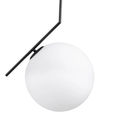 GloboStar® MONROE 00957 Μοντέρνο Κρεμαστό Φωτιστικό Οροφής Μονόφωτο 1 x E27 Μαύρο - Λευκό Μεταλλικό Μπάλα Φ30 x Υ75cm