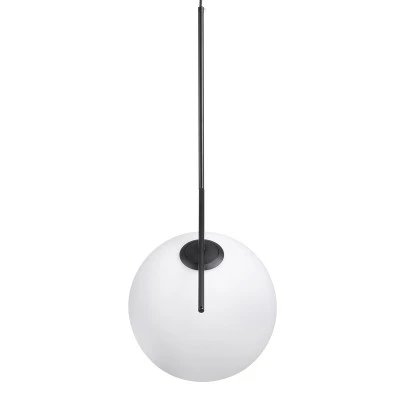 GloboStar® MONROE 00957 Μοντέρνο Κρεμαστό Φωτιστικό Οροφής Μονόφωτο 1 x E27 Μαύρο - Λευκό Μεταλλικό Μπάλα Φ30 x Υ75cm
