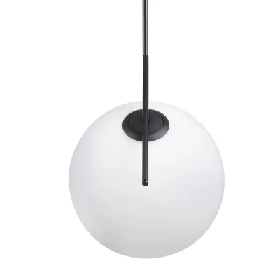 GloboStar® MONROE 00957 Μοντέρνο Κρεμαστό Φωτιστικό Οροφής Μονόφωτο 1 x E27 Μαύρο - Λευκό Μεταλλικό Μπάλα Φ30 x Υ75cm