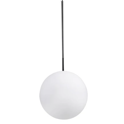 GloboStar® MONROE 00957 Μοντέρνο Κρεμαστό Φωτιστικό Οροφής Μονόφωτο 1 x E27 Μαύρο - Λευκό Μεταλλικό Μπάλα Φ30 x Υ75cm