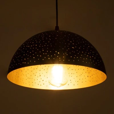 GloboStar® SOLANA 01301 Μοντέρνο Κρεμαστό Φωτιστικό Οροφής Μονόφωτο 1 x E27 Μαύρο Μεταλλικό Καμπάνα Φ30 x Υ15cm