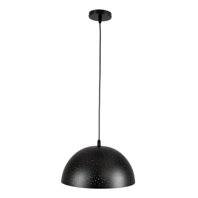 GloboStar® SOLANA 01301 Μοντέρνο Κρεμαστό Φωτιστικό Οροφής Μονόφωτο 1 x E27 Μαύρο Μεταλλικό Καμπάνα Φ30 x Υ15cm