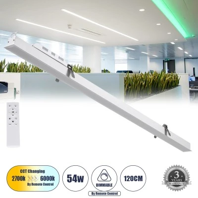 Μοντέρνο Φωτιστικό Οροφής LED LUCA 54W 6500lm 120° AC 220-240V IP20 Ρυθμιζόμενο Λευκό CCT με Χειριστήριο ,SMD Chip - Λευκό Ματ - Μ121.5 x Π5 x Υ4cm Μοντέρνο Φωτιστικό Οροφής LED LUCA 54W 6500lm 120° AC 220-240V IP20 Ρυθμιζόμενο Λευκό CCT με Χειριστήριο ,SMD Chip - Λευκό Ματ - Μ121.5 x Π5 x Υ4cm