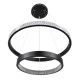 GloboStar® DIAMOND DUO 61150 Κρεμαστό Φωτιστικό Δαχτυλίδι-Κύκλος LED CCT 75W 8743lm 360° AC 220-240V - Εναλλαγή Φωτισμού μέσω Τηλεχειριστηρίου All In One Ψυχρό 6000k+Φυσικό 4500k+Θερμό 2700k Dimmable Φ40+60cm - Μαύρο - 3 Years Warranty
