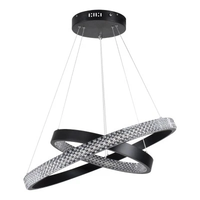 GloboStar® DIAMOND DUO 61150 Κρεμαστό Φωτιστικό Δαχτυλίδι-Κύκλος LED CCT 75W 8743lm 360° AC 220-240V - Εναλλαγή Φωτισμού μέσω Τηλεχειριστηρίου All In One Ψυχρό 6000k+Φυσικό 4500k+Θερμό 2700k Dimmable Φ40+60cm - Μαύρο - 3 Years Warranty
